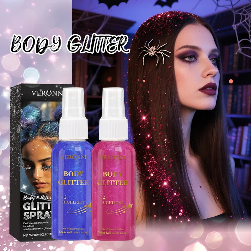 VERONNI Body Glitter Spray Shimmer Highlighter For Hair And Body