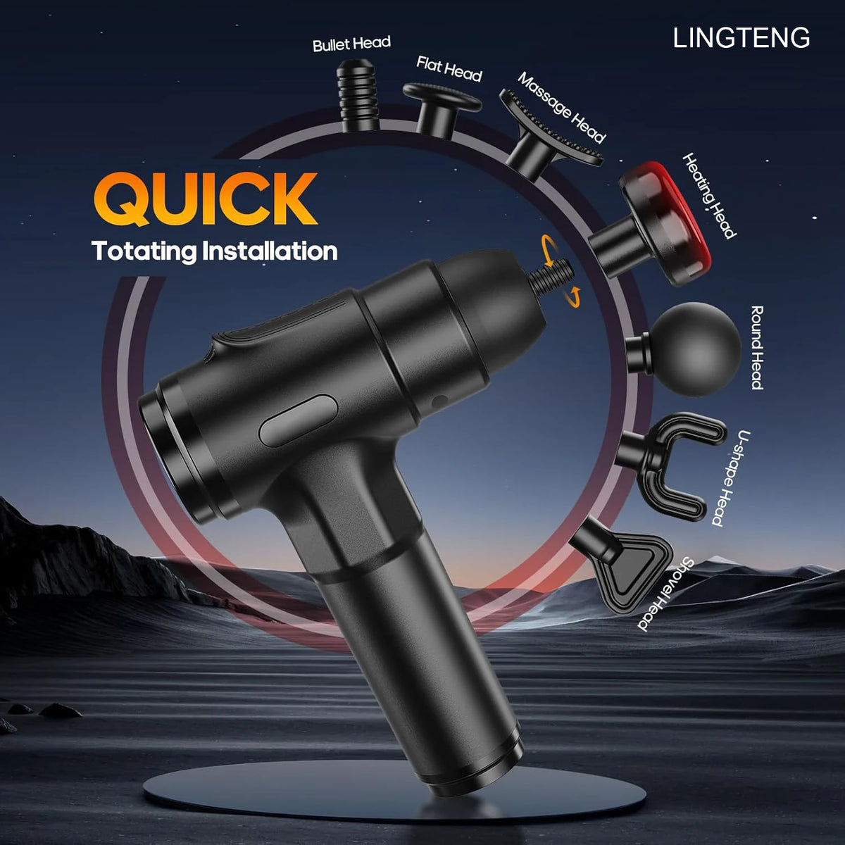 LINGTENG Deep Tissue Massage Gun With 7 Heads And Storage Case
