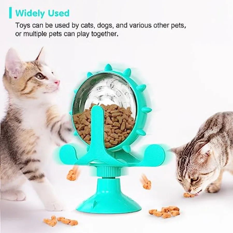 Interactive Cat And Dog Treat Dispenser Toy With Rotating Feeder