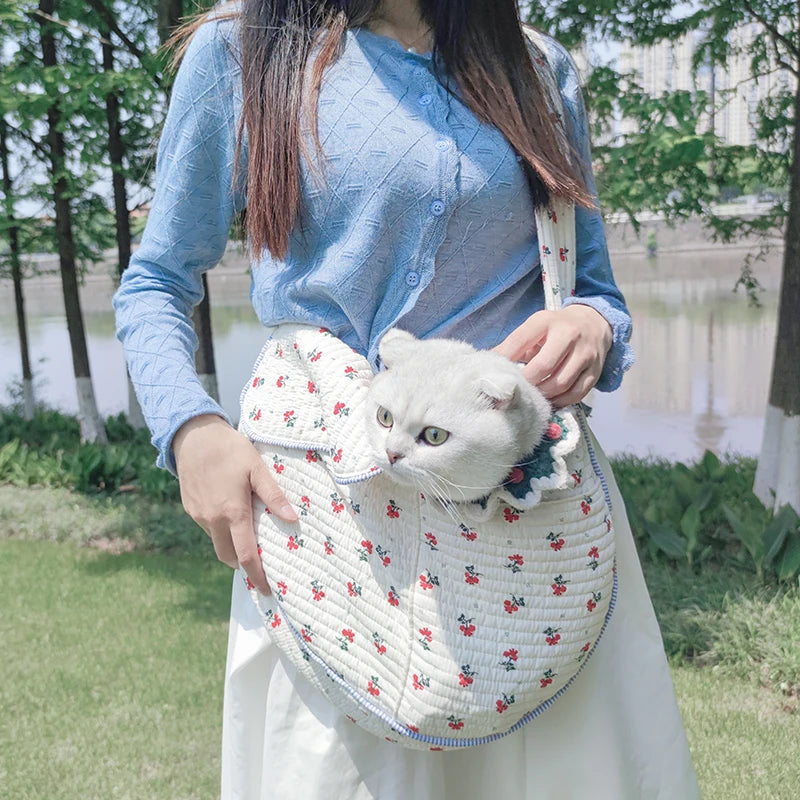 Handmade Pet Carrier Bag For Small Dogs And Cats Breathable