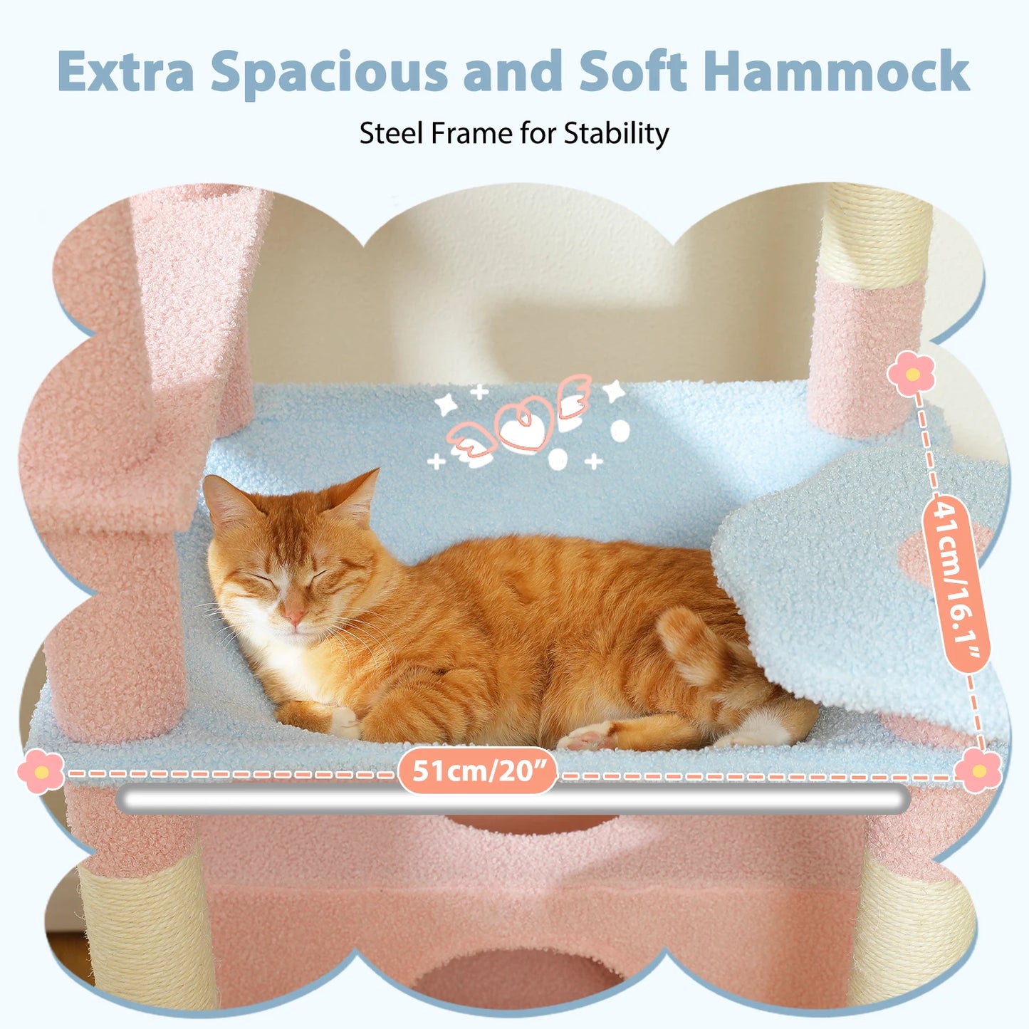 PETEPELA Cat Tree Tower With Sisal Posts Padded Perches And Condos