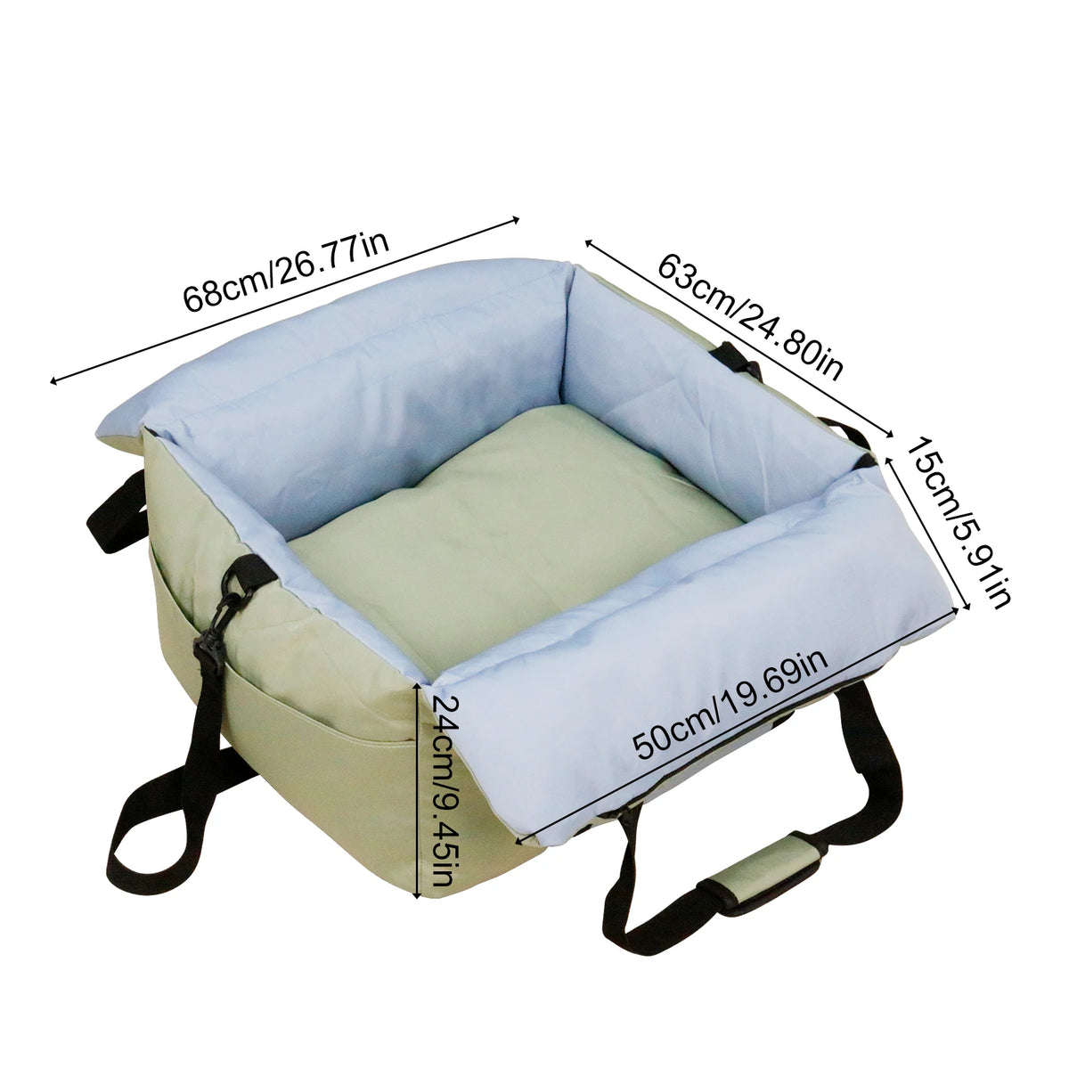 BORWART Portable Dog Car Seat Booster Bed With Safety Belt