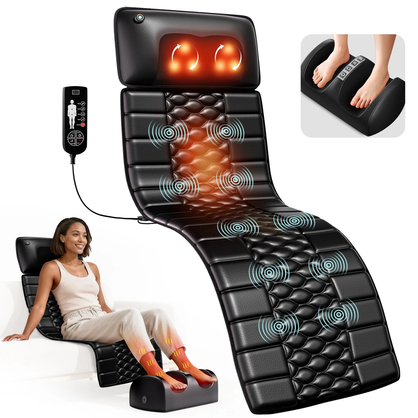 HOMEMASSA Shiatsu Full Body Massage Mat With Heat And 10 Motors