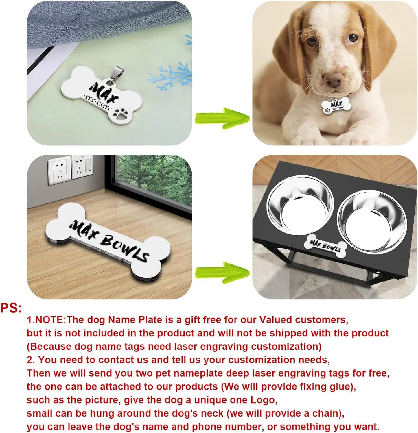 Adjustable Elevated Dog Bowls Stainless Steel Non Slip Feeder