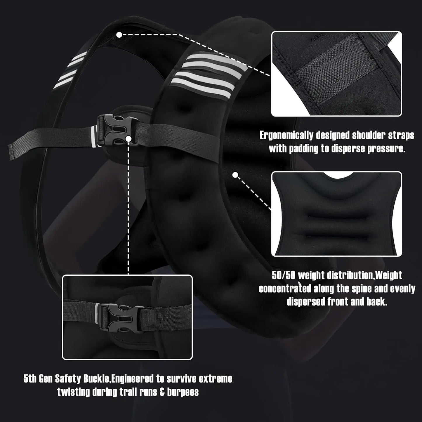 12lb Reflective Stripe Weight Vest for Cardio and Strength
