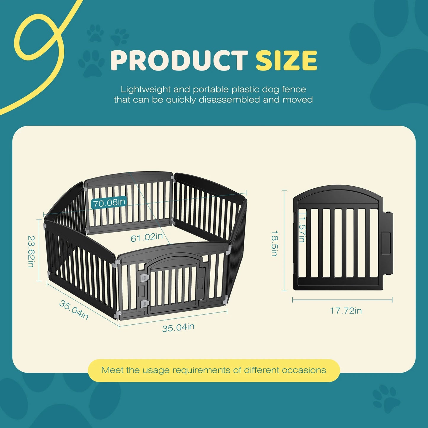 JHK Plastic Dog Playpen Expandable 6 Panel Portable Indoor Outdoor Fence