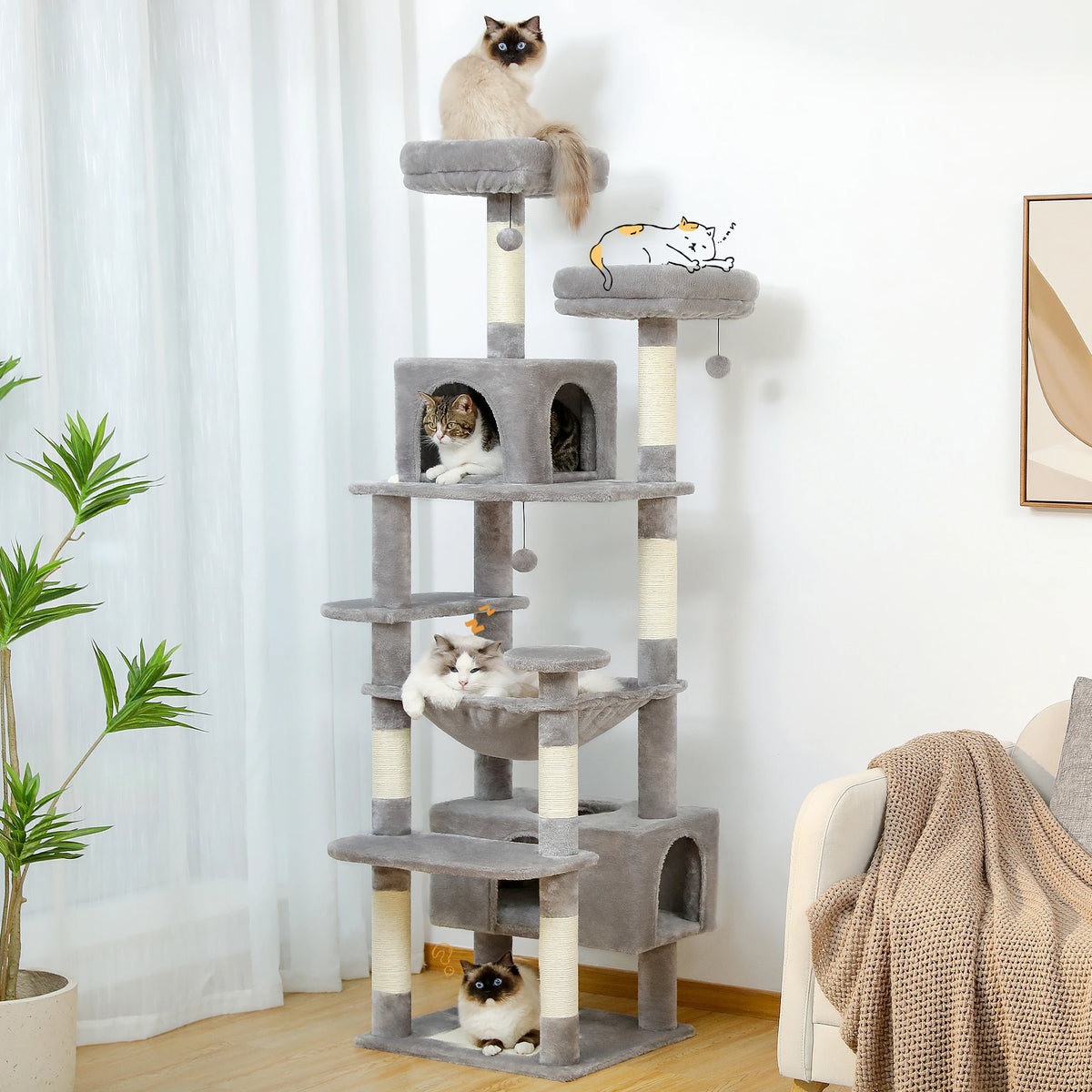 PAWZ Road Large Cat Tree Tower With Scratching Posts Hammock