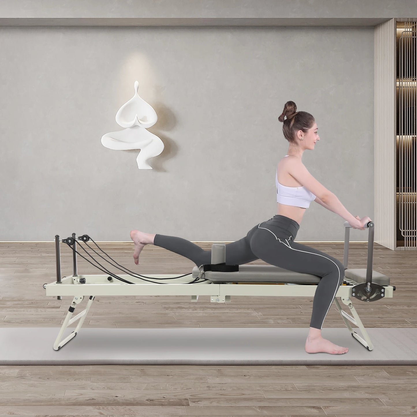 Foldable Pilates Reformer Machine With Multifunctional Fitness Equipment 120kg
