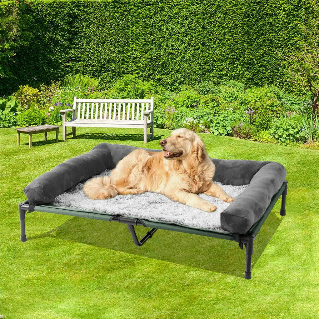 BINGOPAW Elevated Pet Lounger Bed For Dogs And Cats With Detachable Plush Bolster