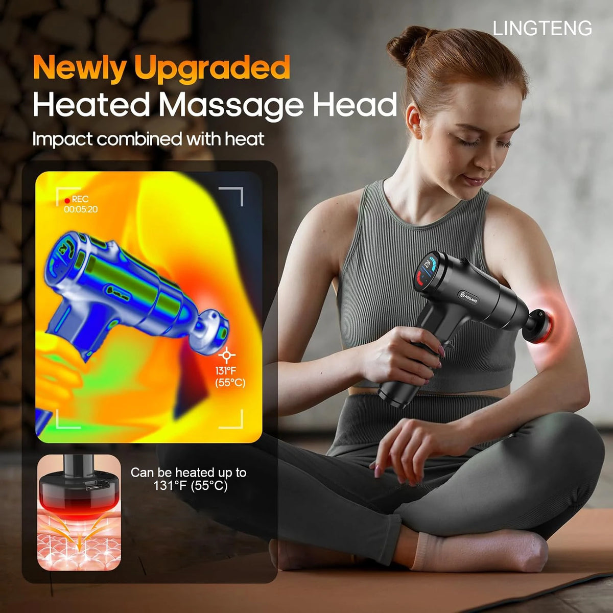 LINGTENG Deep Tissue Massage Gun With 7 Heads And Storage Case