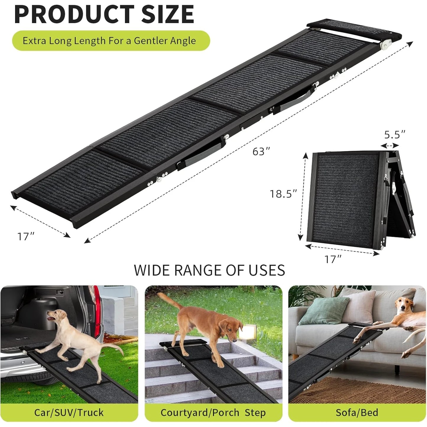 HiMISS Upgraded Dog Ramp For Cars Folding Non Slip Surface