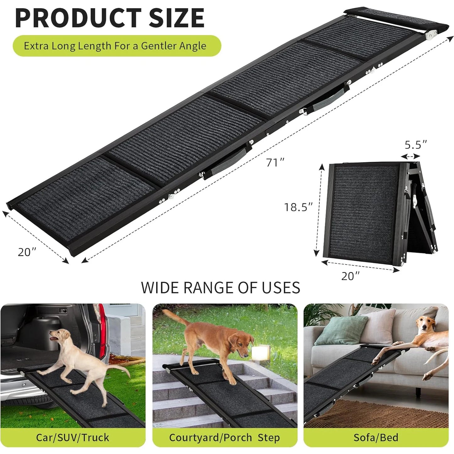 HiMISS Upgraded Dog Ramp For Cars Folding Non Slip Surface