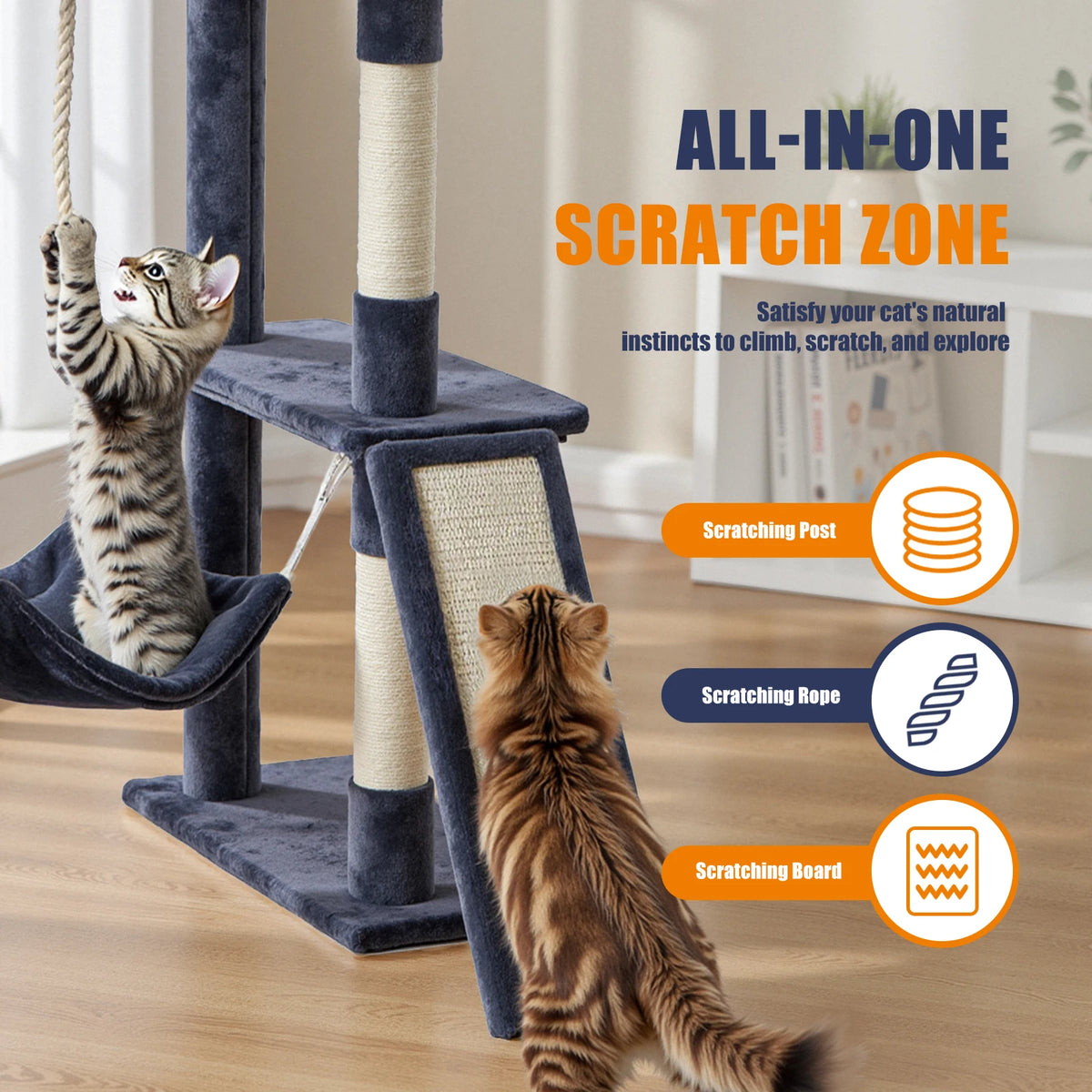 JHK Multilevel Cat Tree Tower With Sisal Scratching Posts