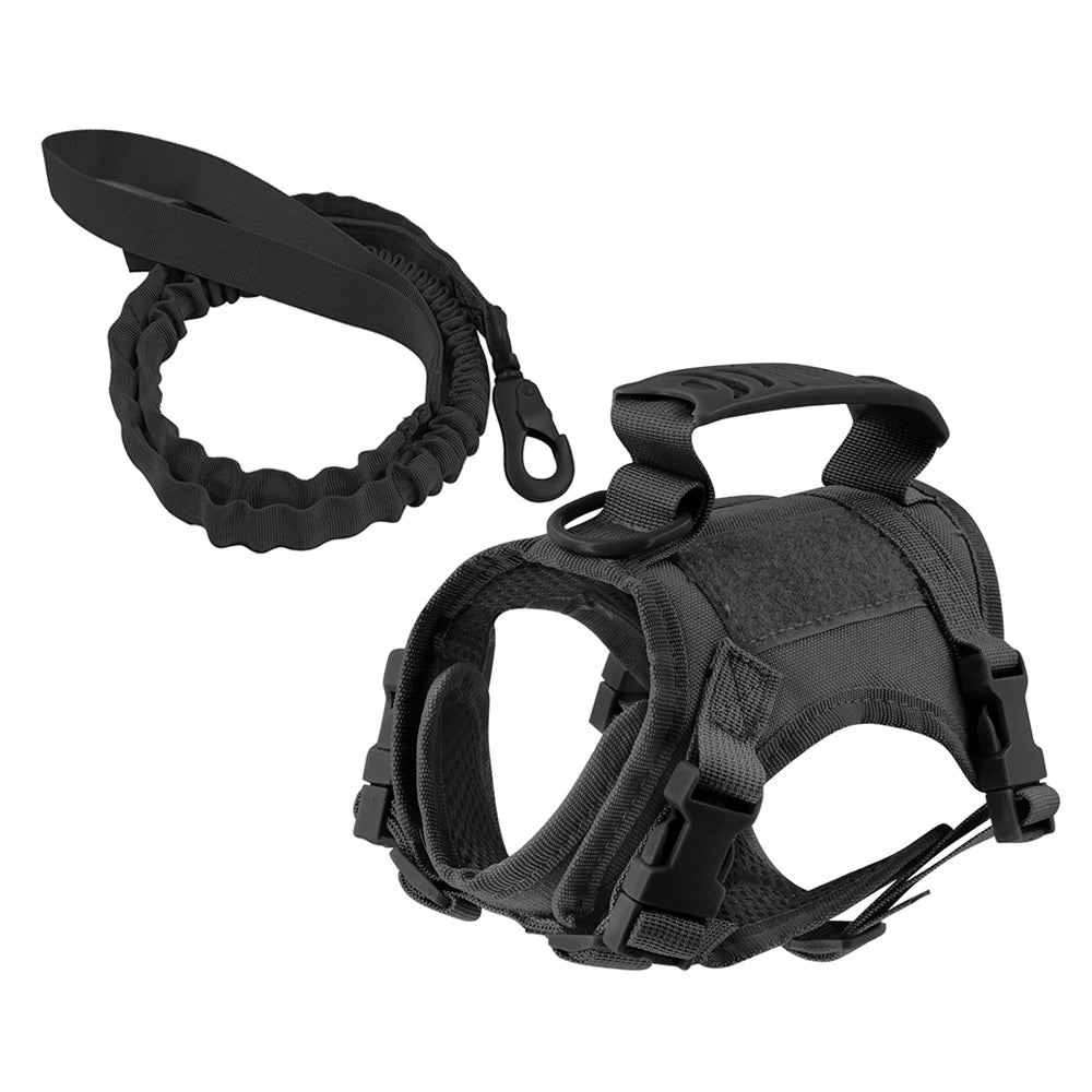 PETRAVEL Tactical Puppy Harness Leash Set For Small Dogs Training