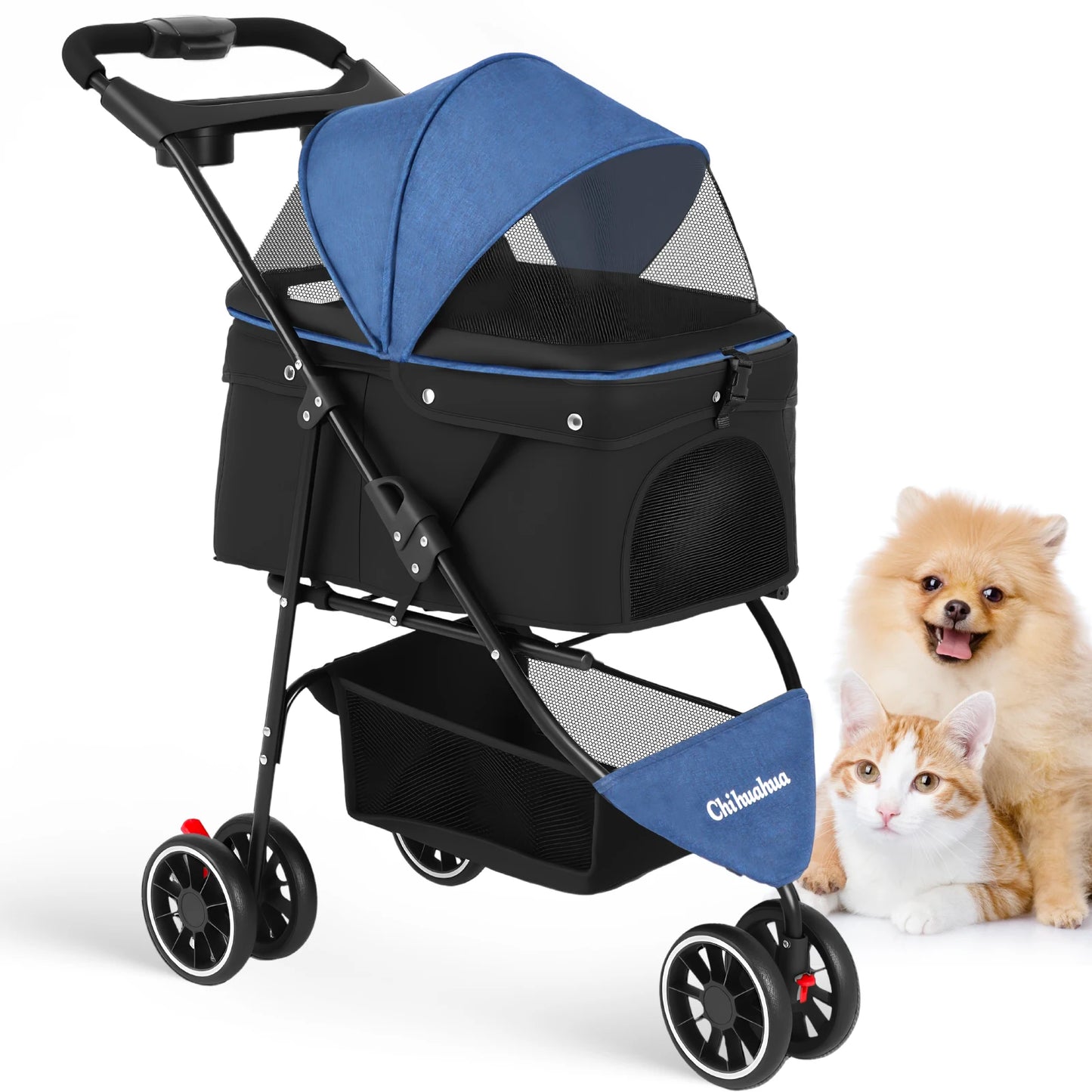 Chihuahua Pet Stroller Foldable for Small Medium Cats and Dogs