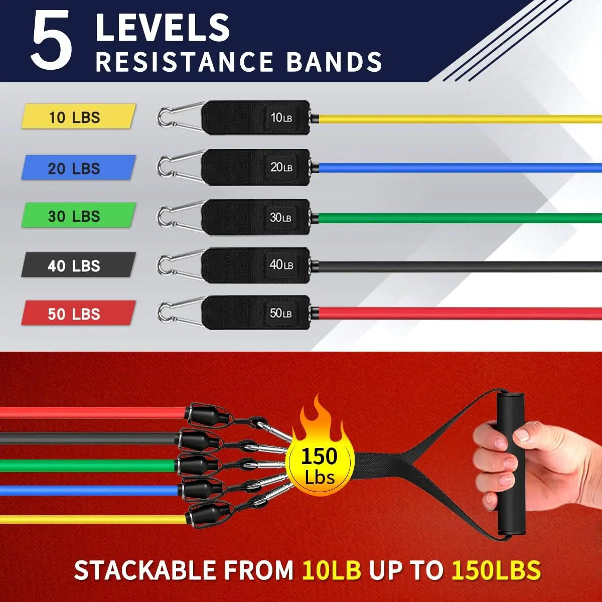 WHATAFIT Resistance Bands With Handles For Strength Training