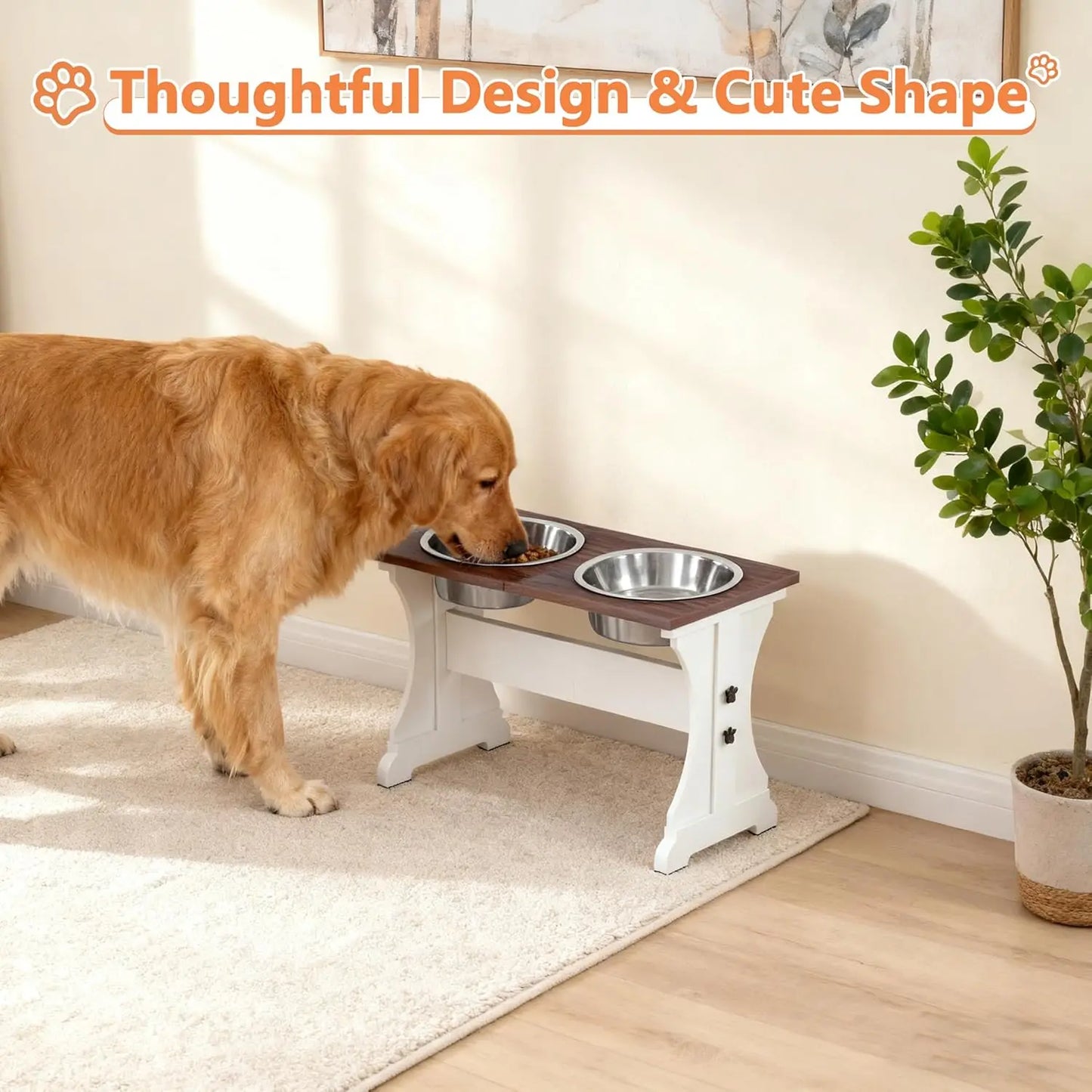 Elevated Dog Bowl Stand With 12 Cup Capacity Farmhouse Style