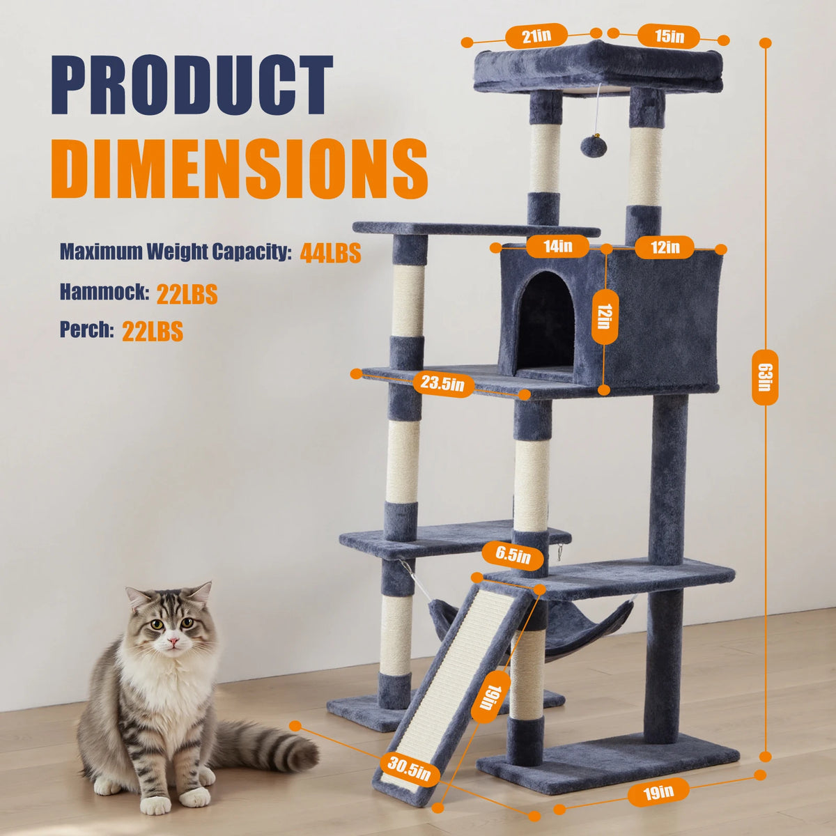 JHK Multilevel Cat Tree Tower With Sisal Scratching Posts