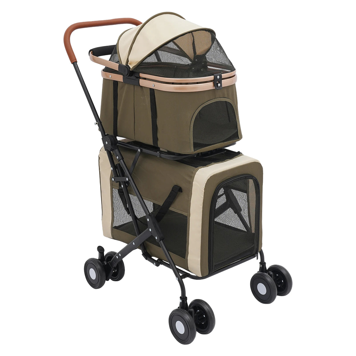Bymaocar Foldable Pet Stroller With Two Tier Design Safety Locks