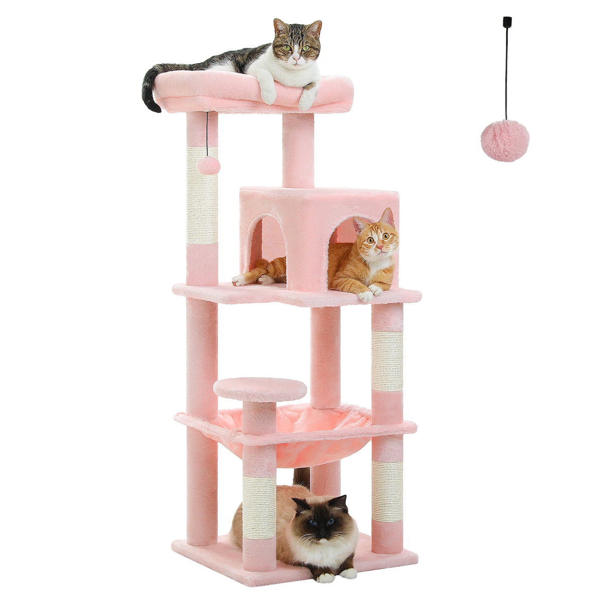 PETEPELA Indoor Cat Tree Tower With Hammock Condo And Perch