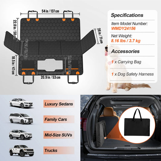 SucceBuy Back Seat Extender Car Seat Cover With Mesh Window