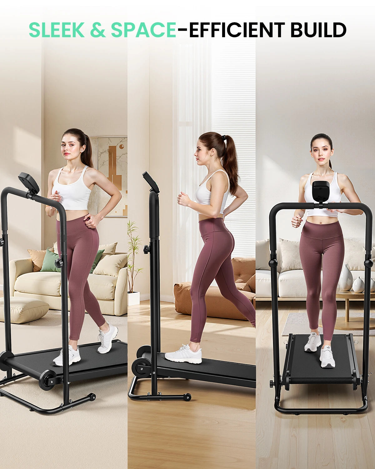 AKLUER Non Electric Treadmill With Dual Flywheel And Adjustable Incline