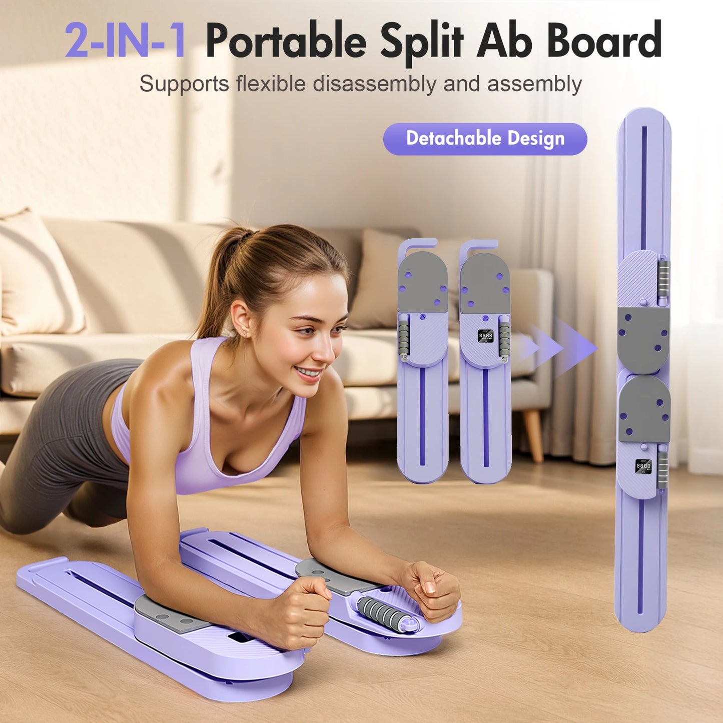 Pilates Reformer Board AB Portable Split Resistance Gym With LCD Display