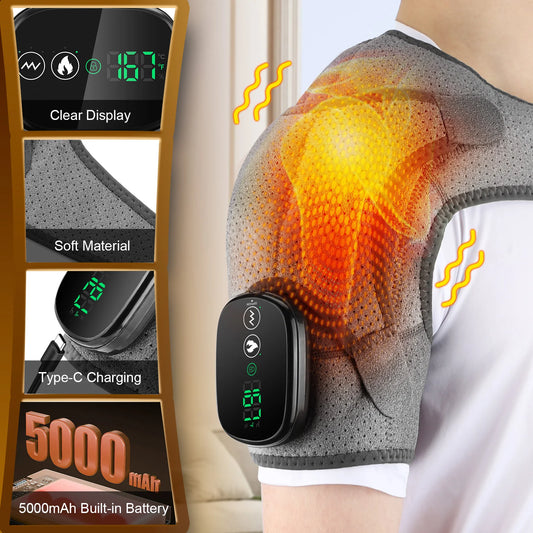 PastSky Electric Shoulder Heating Pad Massager With 3 Modes Vibration