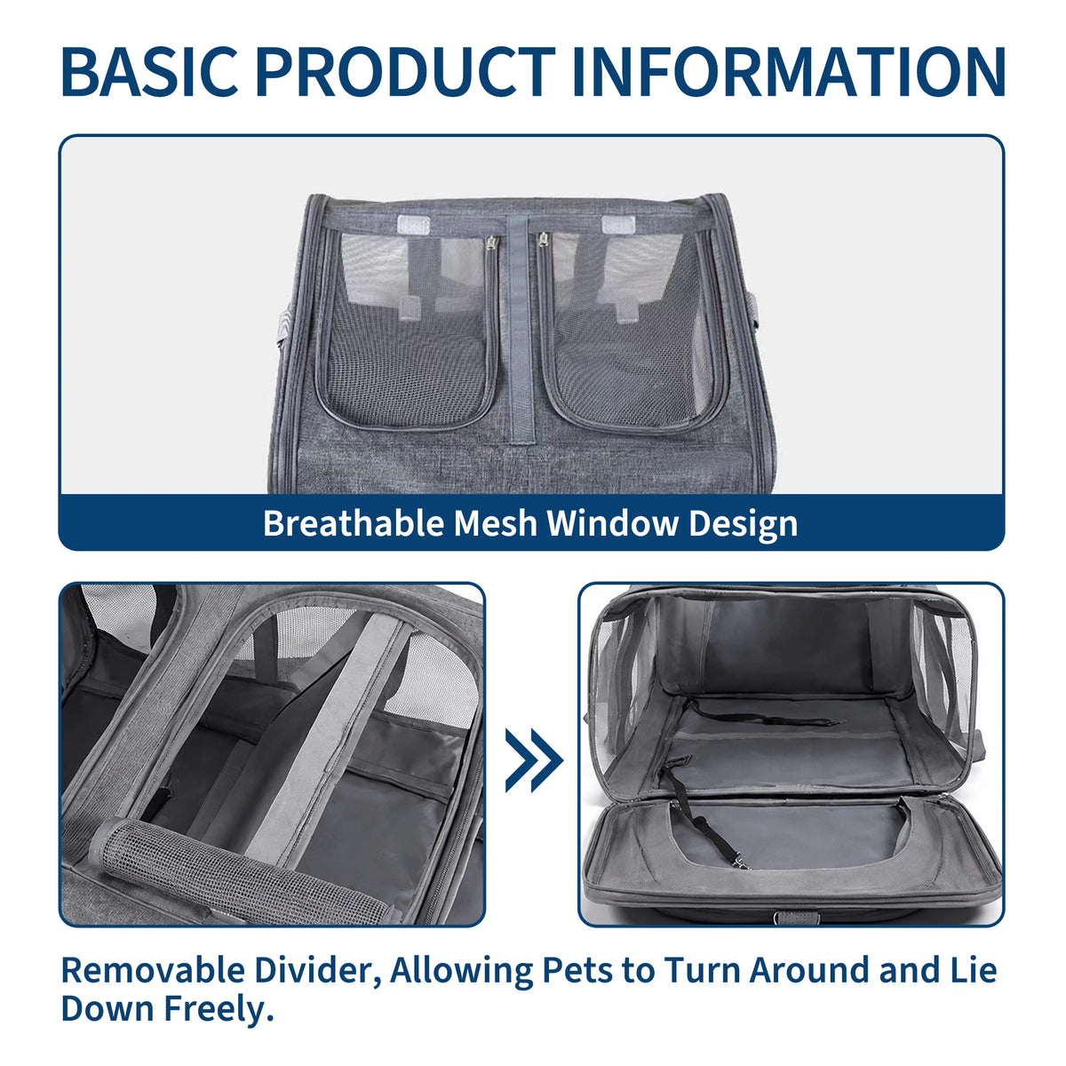 Expandable Soft-Sided Cat Carrier With Dual Expandable Compartments