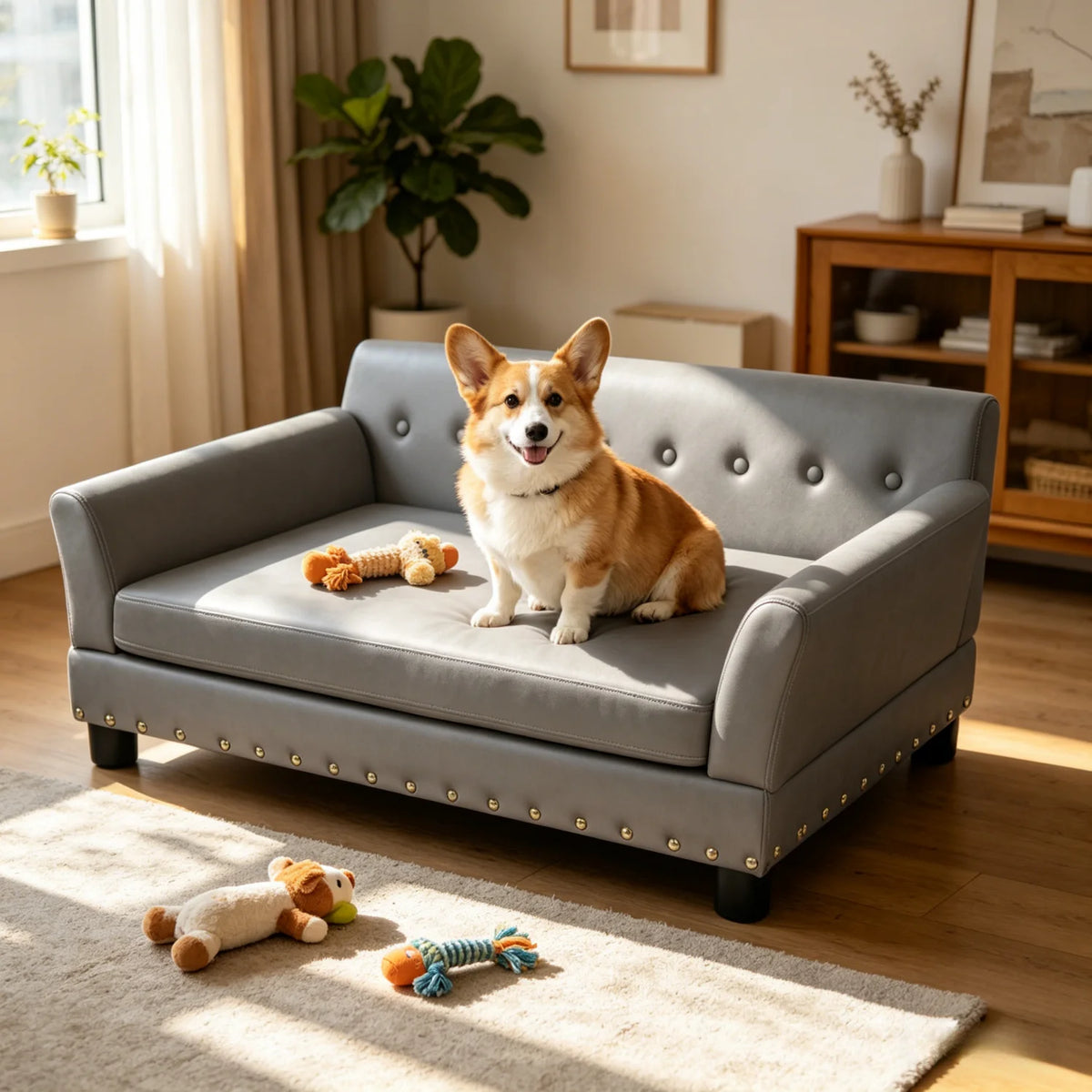 BINGOPAW Elevated Dog Sofa Bed With Waterproof Microfiber Cover