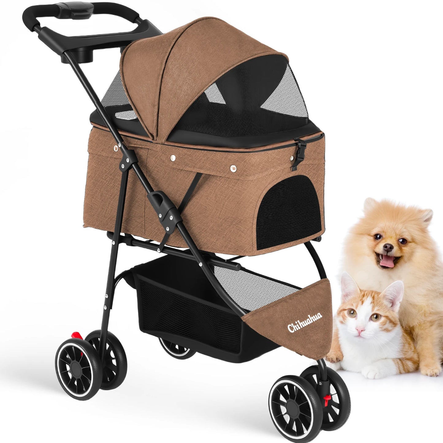Chihuahua Pet Stroller Foldable for Small Medium Cats and Dogs