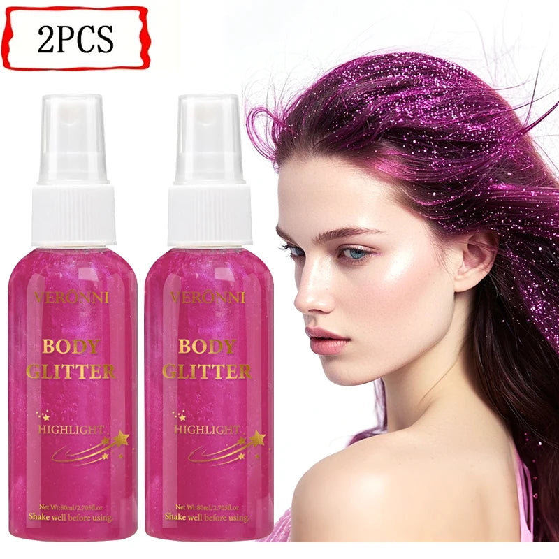 VERONNI Body Glitter Spray Shimmer Highlighter For Hair And Body
