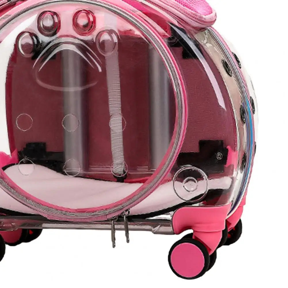 Pet Trolley Case With Clear Ventilation Holes And Silent Wheels Portable