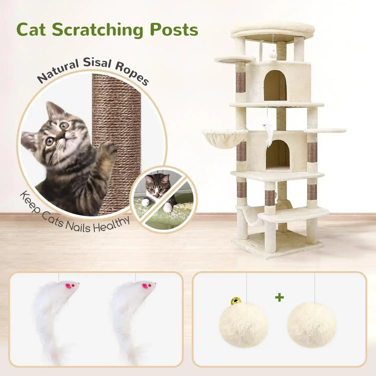 Corner Cat Tree Tower For Indoor Large Cats Four Levels