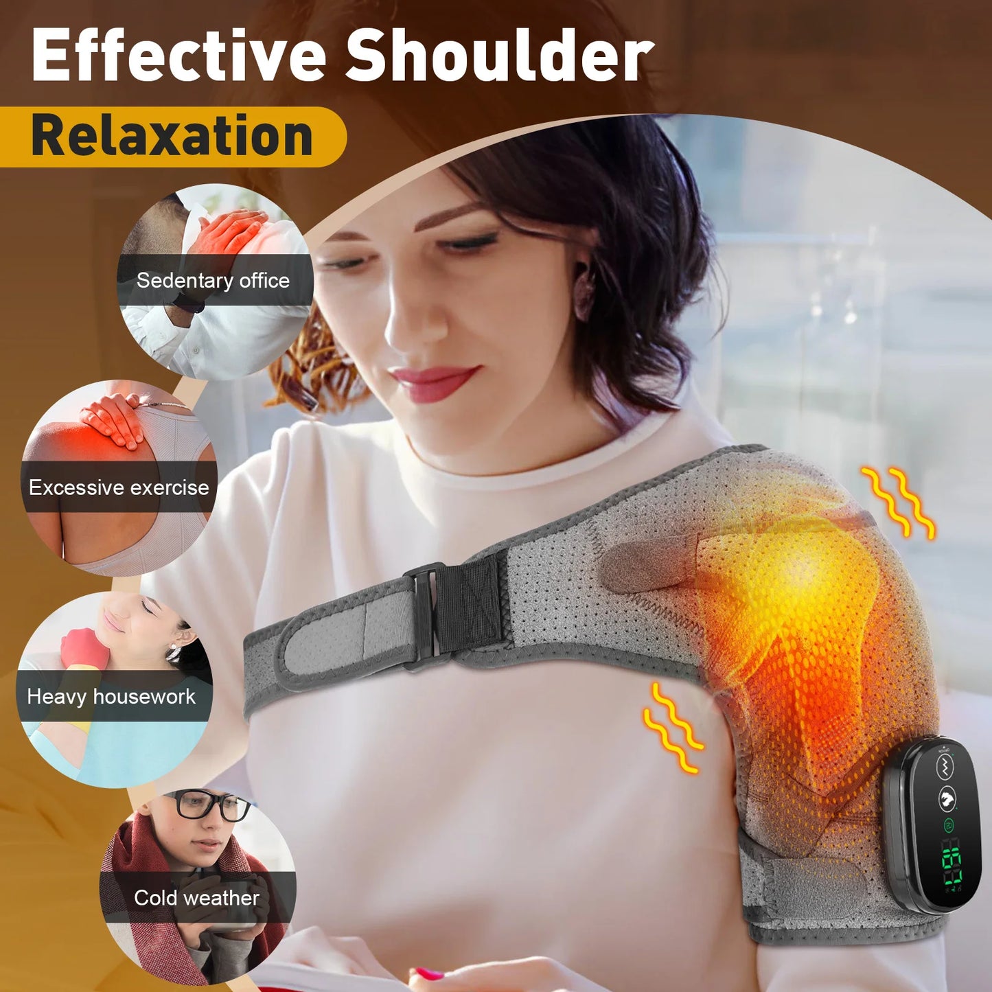 PastSky Electric Shoulder Heating Pad Massager With 3 Modes Vibration