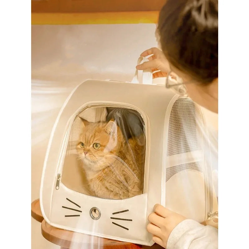 Transparent Breathable Oxford Cloth Pet Backpack Carrier