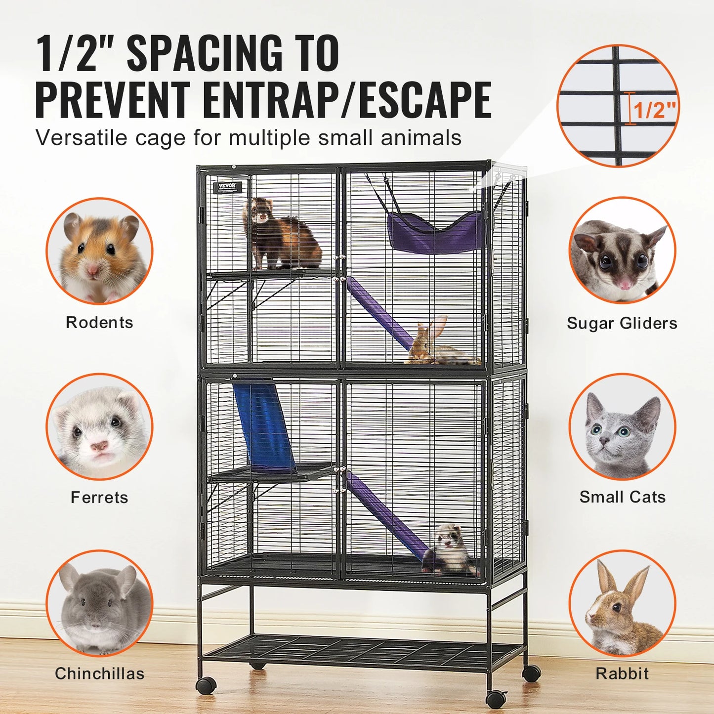 SucceBuy Rolling Metal Ferret Cage Four Tier Critter Nation Small Animal Cage