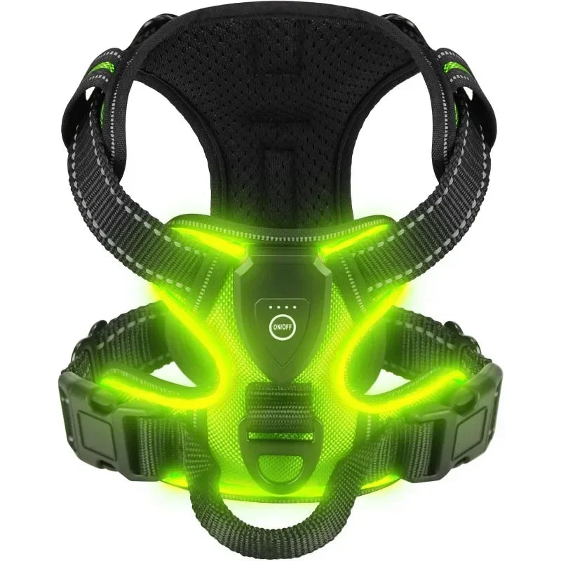 LED Luminous Dog Harness No Pull Adjustable Rechargeable Vest