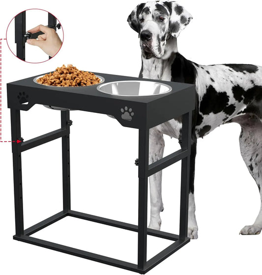 Adjustable Elevated Dog Bowls Stainless Steel Non Slip Feeder