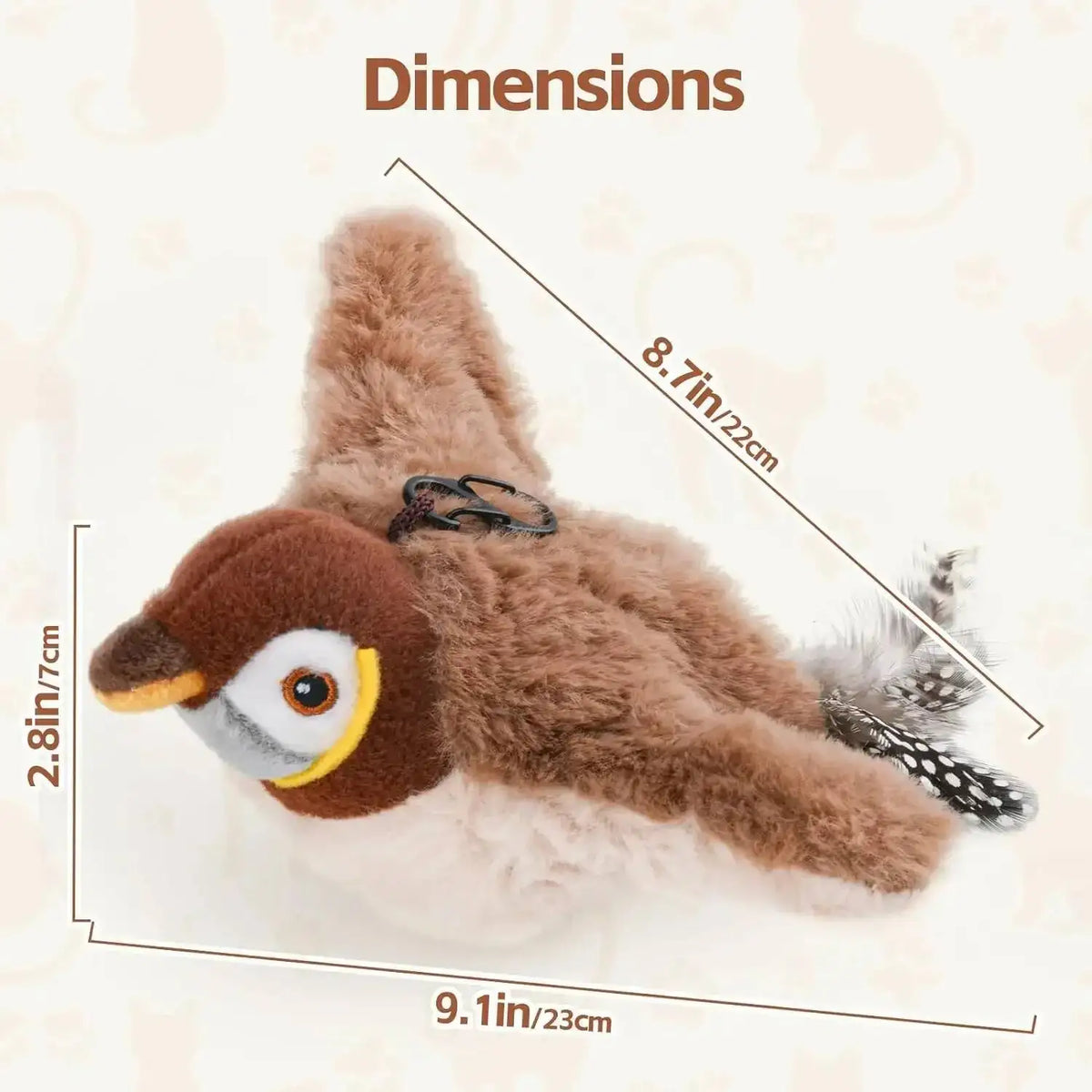 Interactive Rechargeable Chirping Flapping Bird Cat Toy Touch Activated