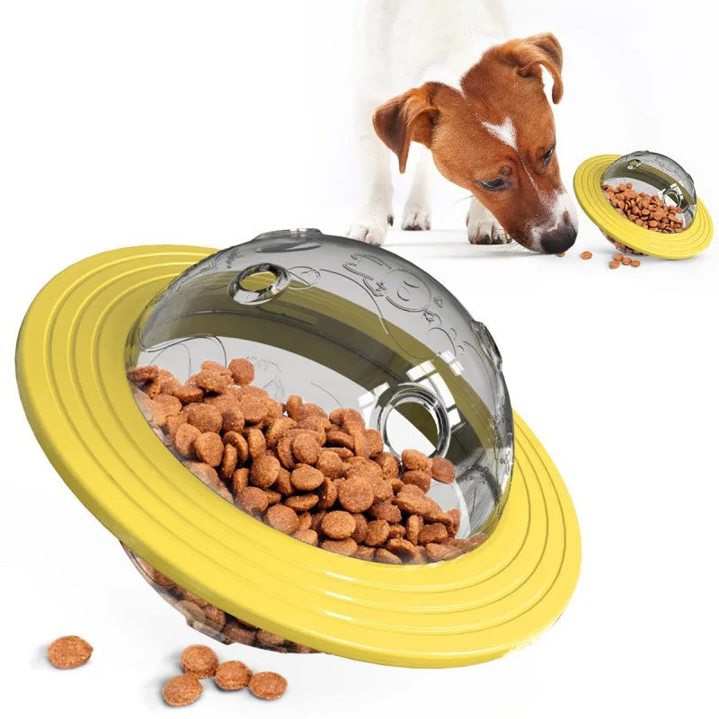 Chew Proof Flying Saucer Dog Toy Treat Dispenser Unbreakable