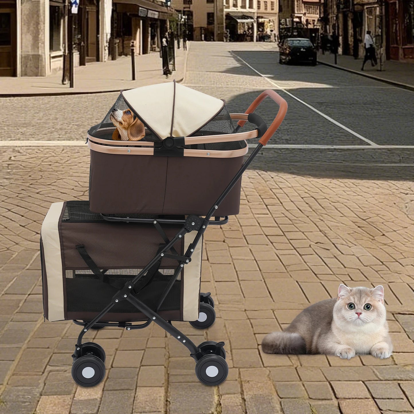 Bymaocar Foldable Pet Stroller for Small and Medium Dogs