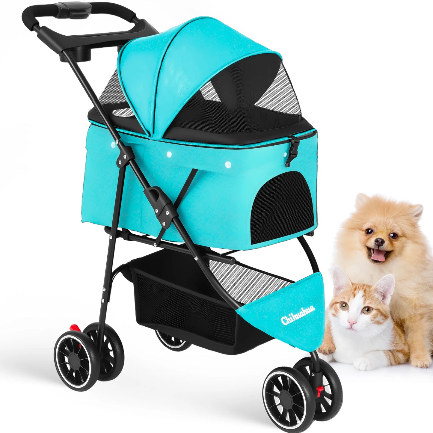 Chihuahua Pet Stroller Foldable for Small Medium Cats and Dogs