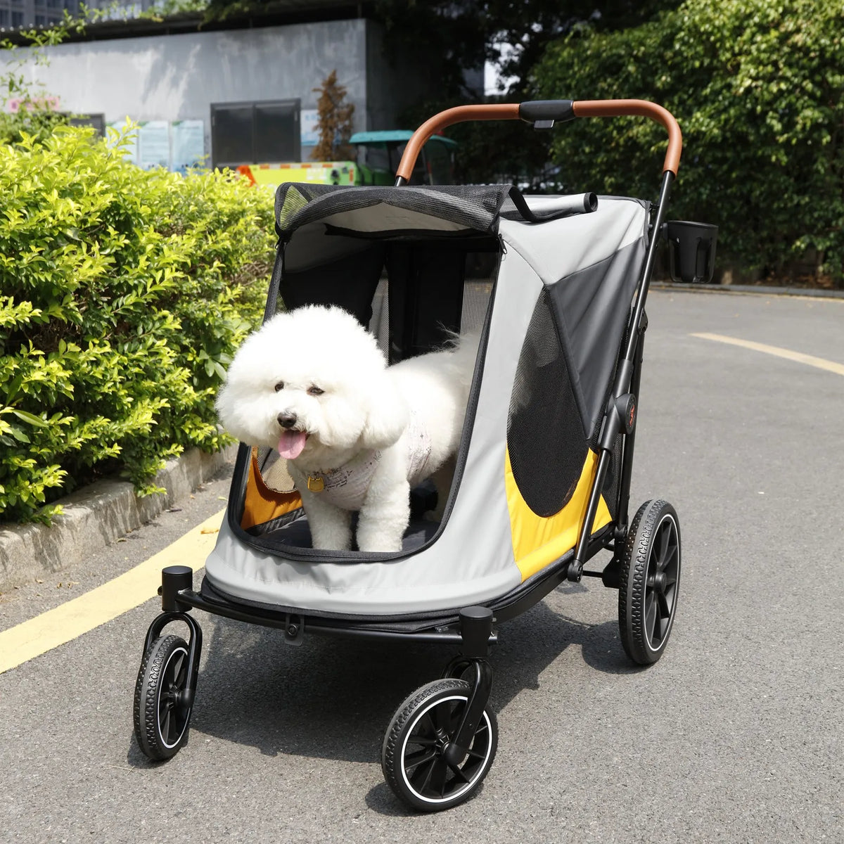 Foldable Pet Dog Stroller Rolling Cat Carrier For Senior Pets