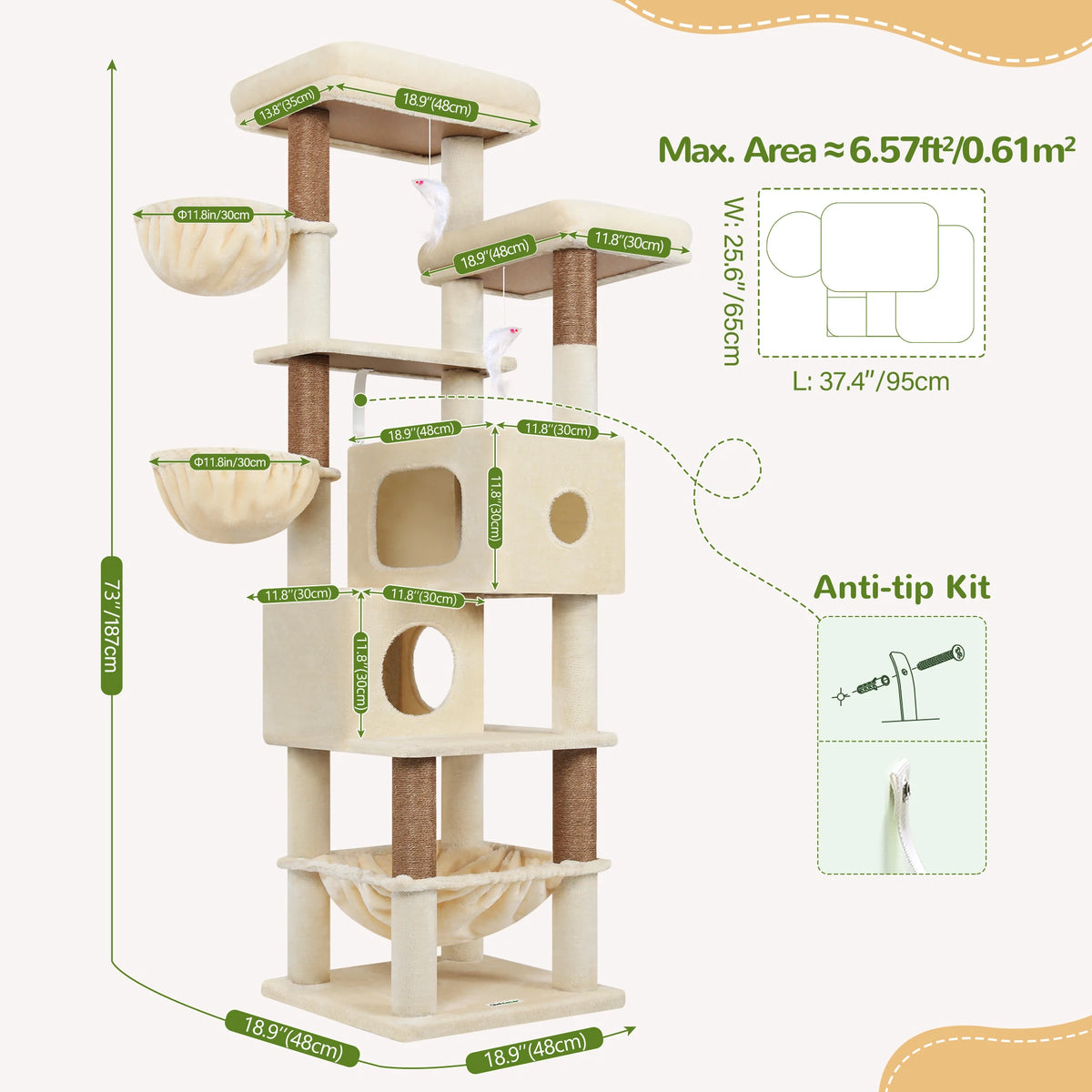 Globlazer Multi-Level Cat Tree With Hammocks And Condos