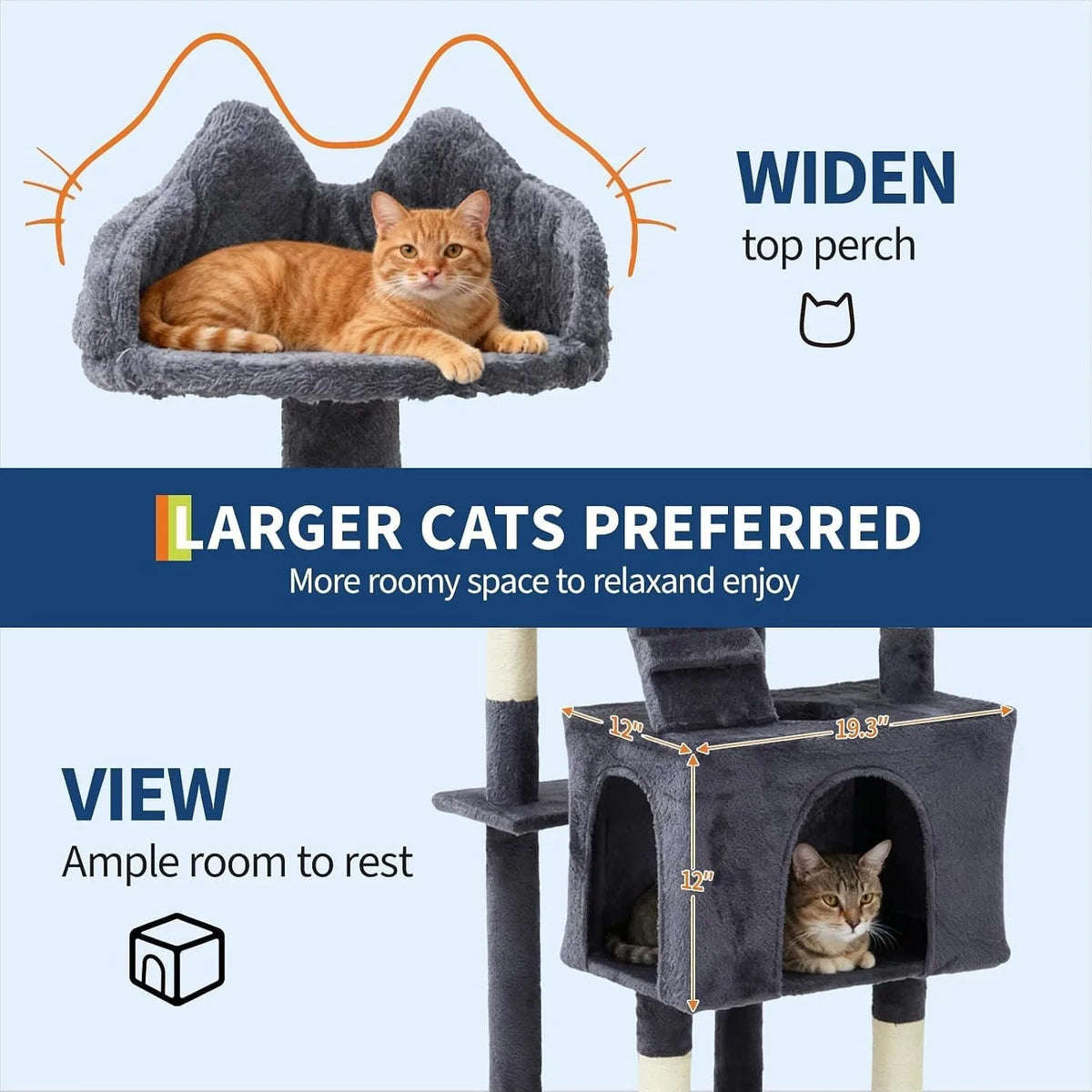 HOSSLLY Multi-Level Cat Tree Tower With Scratching Posts And Hammock
