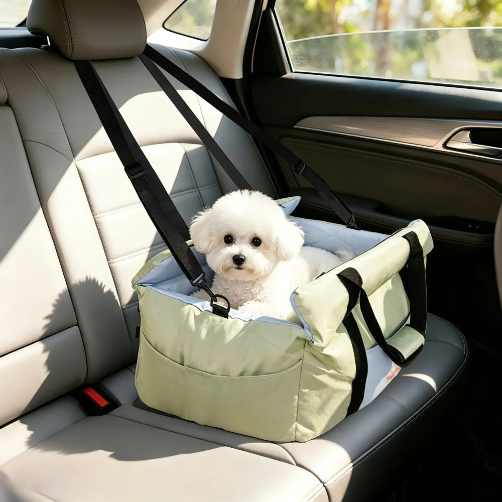 BORWART Portable Dog Car Seat Booster Bed With Safety Belt