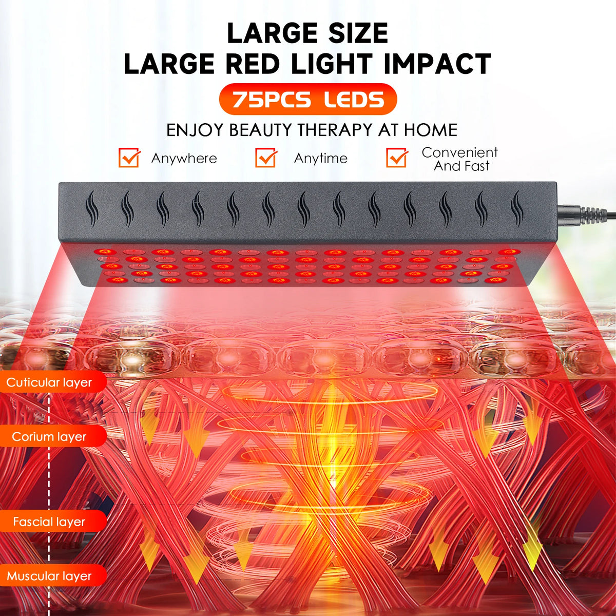 Astarexin 75 LEDs 80W Red Light Panel 660nm & 850nm Near Infrared Light, LED Therapy Light for Body, Back, Waist, Shoulder, Daily Wellness Use
