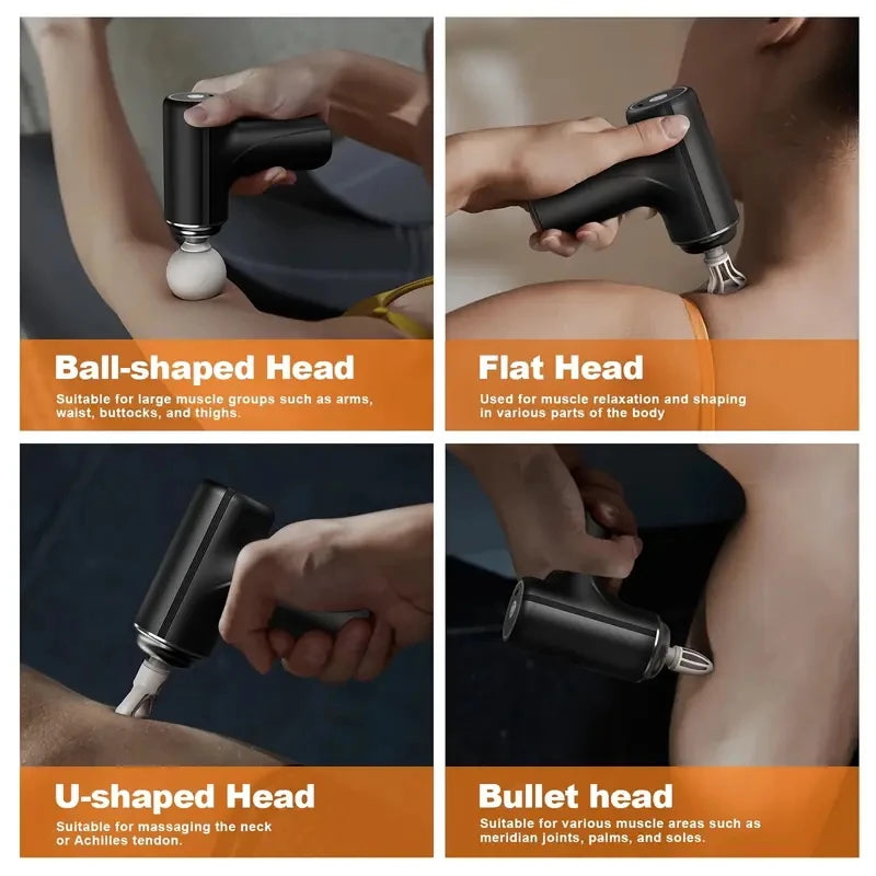 Portable Electric Massage Gun With Four Heads For Deep Tissue Relief
