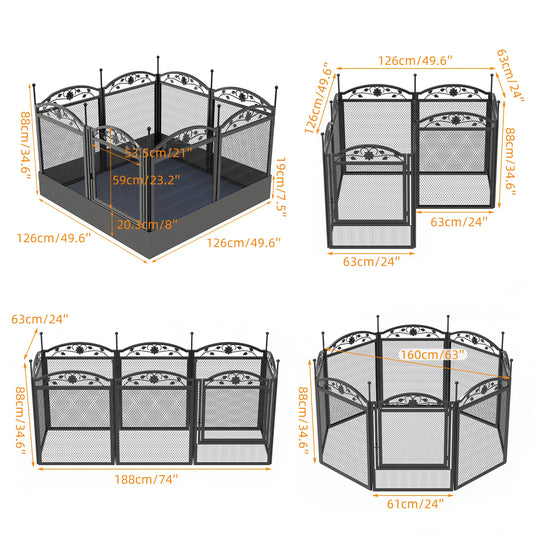BINGOPAW 8 Panel Heavy Duty Dog Playpen Outdoor Indoor Iron Waterproof Pad